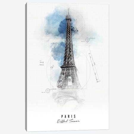 Eiffel Tower - Paris Canvas Print #APV30} by ArtPrintsVicky Art Print