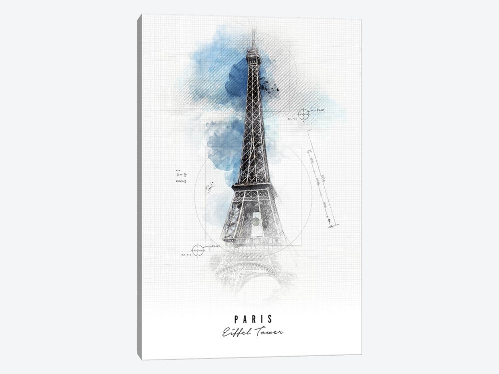 Eiffel Tower - Paris by ArtPrintsVicky 1-piece Canvas Wall Art