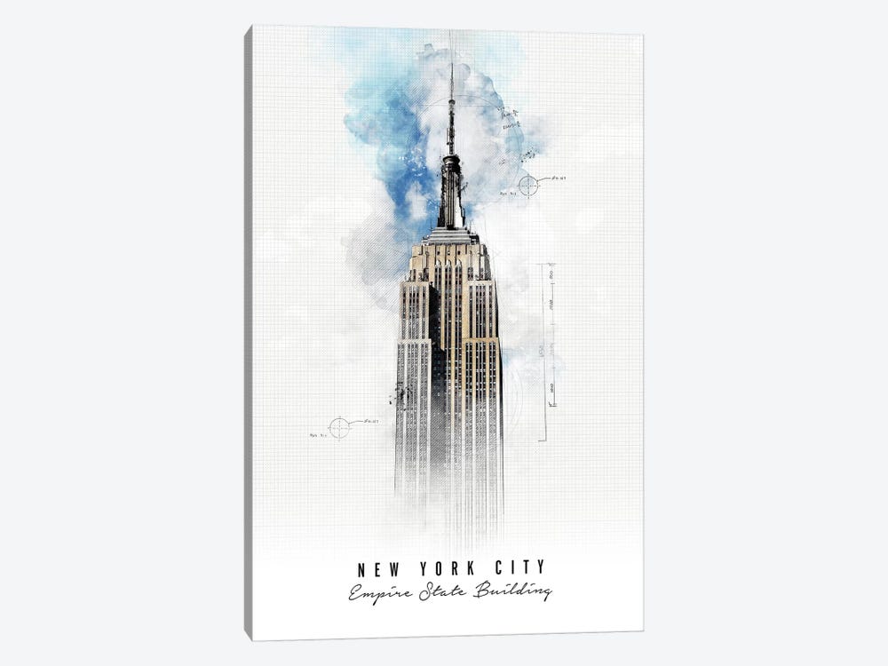 Empire State Building - New York City by ArtPrintsVicky 1-piece Canvas Art Print