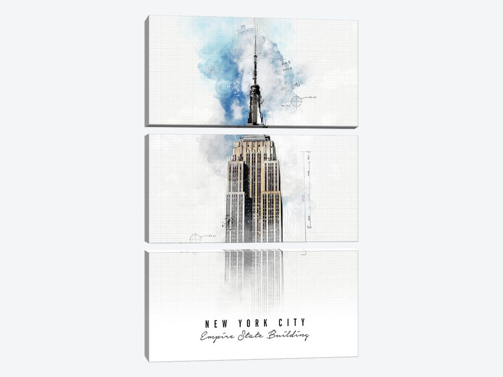 Empire State Building - New York City by ArtPrintsVicky 3-piece Art Print