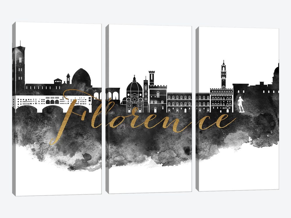 Florence in Black & White by ArtPrintsVicky 3-piece Canvas Wall Art