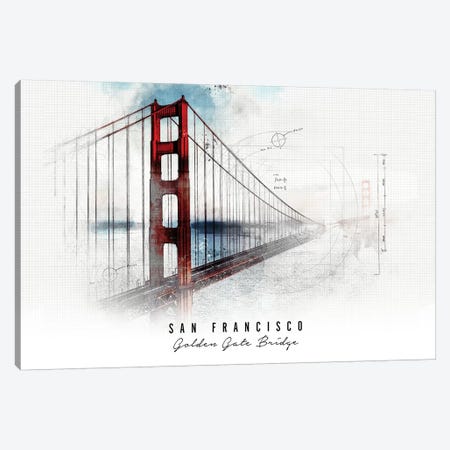 Golden Gate Bridge - San Francisco Canvas Print #APV37} by ArtPrintsVicky Canvas Art