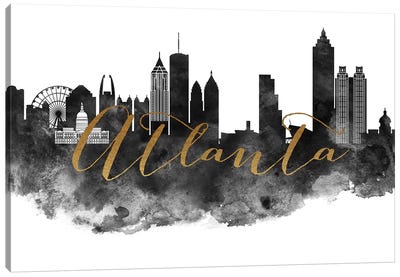 Atlanta in Black & White Canvas Art Print - Black, White & Gold Art