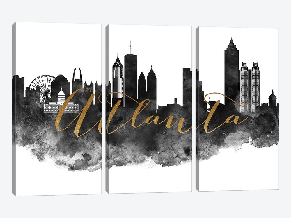 Atlanta in Black & White by ArtPrintsVicky 3-piece Canvas Print