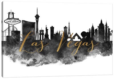 Las Vegas in Black & White Canvas Art Print - ArtPrintsVicky