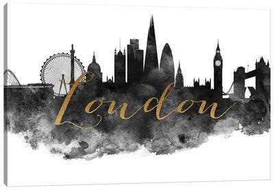 London in Black & White Canvas Art Print - ArtPrintsVicky