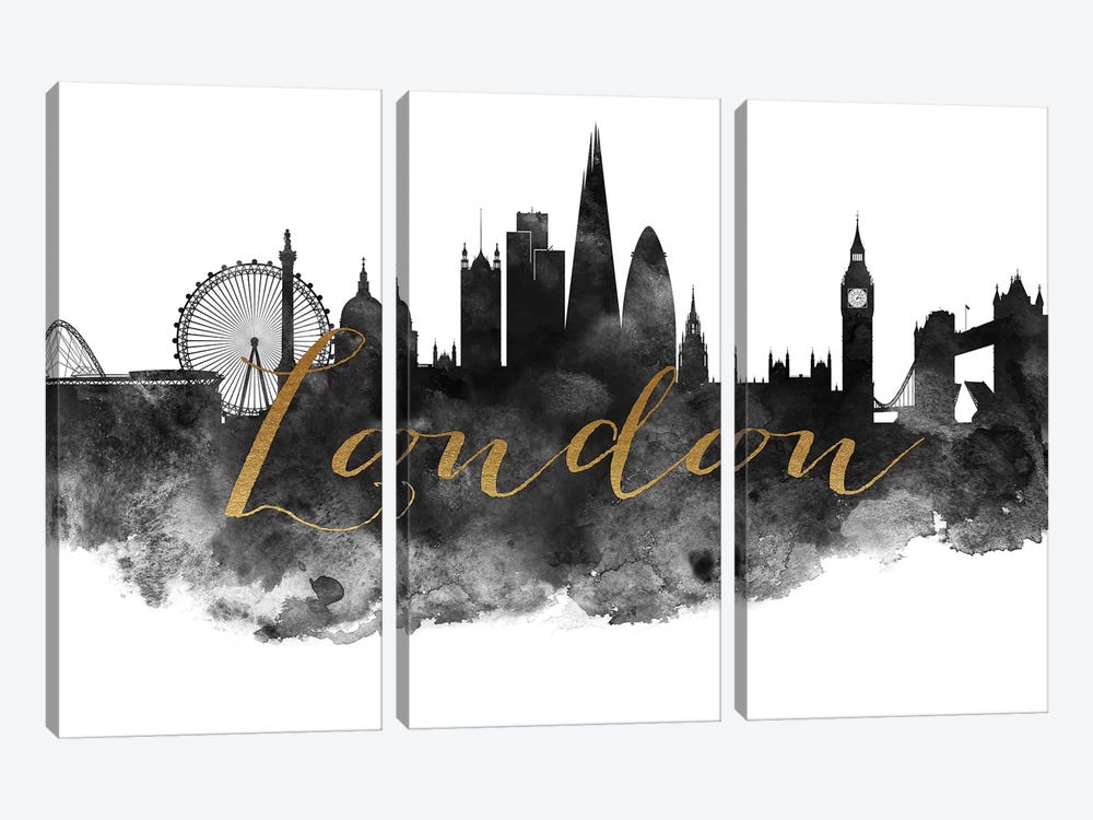 London in Black & White by ArtPrintsVicky 3-piece Canvas Art Print