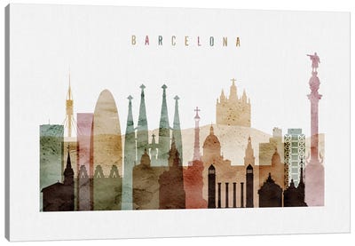 Barcelona Watercolor I Canvas Art Print - Catalonia Art