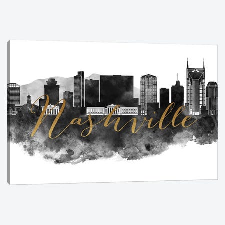 Nashville in Black & White Canvas Print #APV61} by ArtPrintsVicky Canvas Art
