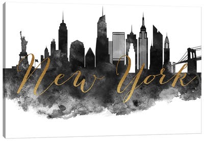 New York City in Black & White Canvas Art Print - ArtPrintsVicky