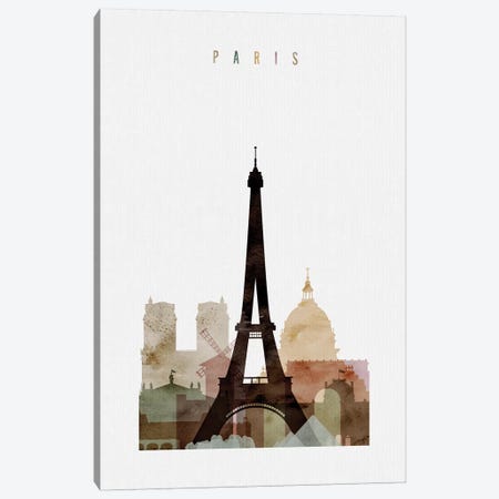Paris Pastels in Cream Canvas Art Print by ArtPrintsVicky | iCanvas