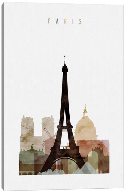 Paris Watercolor Canvas Art Print - Paris Typography