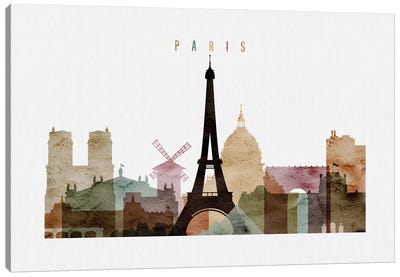 Paris Watercolor I Canvas Art Print - Paris Typography