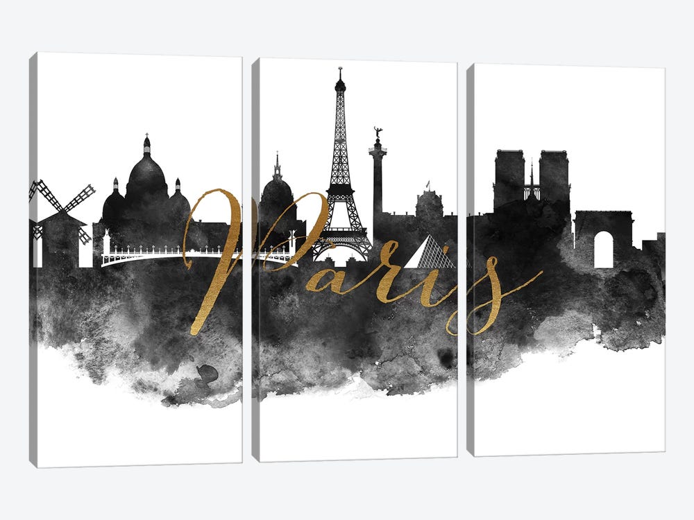 Paris in Black & White by ArtPrintsVicky 3-piece Canvas Wall Art