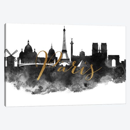 Paris in Black & White Canvas Print #APV74} by ArtPrintsVicky Canvas Wall Art
