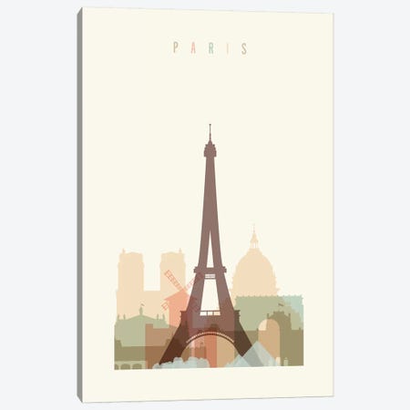 Paris Pastels in Cream Canvas Print #APV76} by ArtPrintsVicky Canvas Art