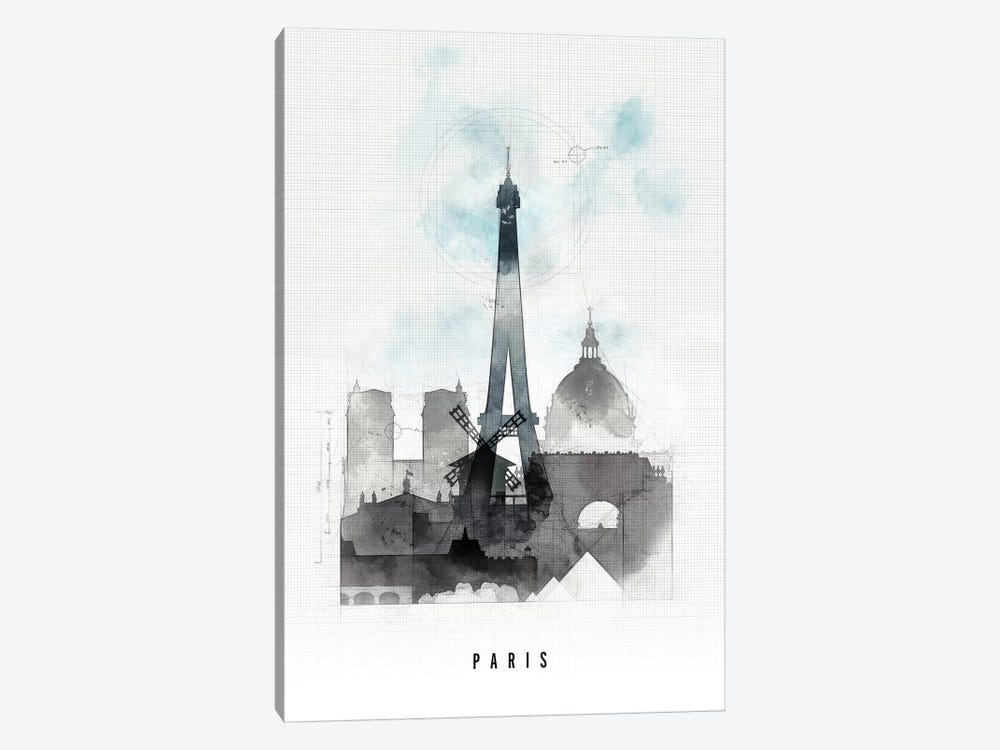 Paris Urban by ArtPrintsVicky 1-piece Canvas Art Print