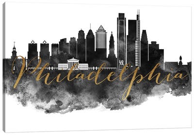 Philadelphia in Black & White Canvas Art Print - ArtPrintsVicky