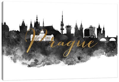 Prague in Black & White Canvas Art Print - ArtPrintsVicky