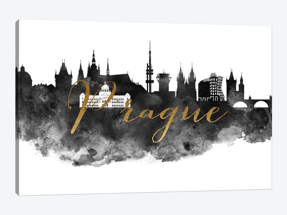 Prague in Black & White by ArtPrintsVicky 1-piece Canvas Art Print
