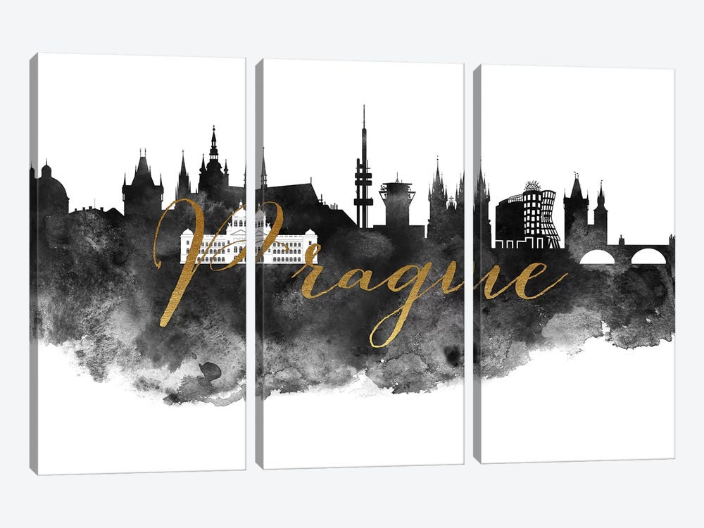 Prague in Black & White by ArtPrintsVicky 3-piece Canvas Art Print