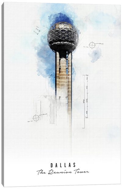 Reunion Tower - Dallas Canvas Art Print - ArtPrintsVicky
