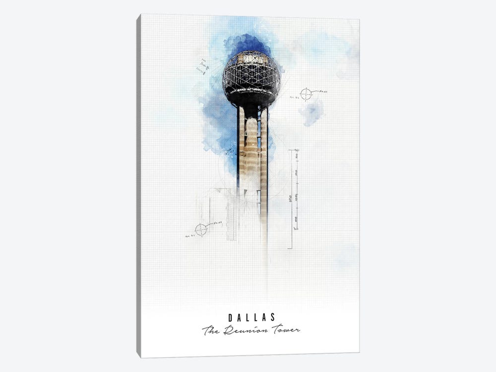 Reunion Tower - Dallas by ArtPrintsVicky 1-piece Canvas Artwork