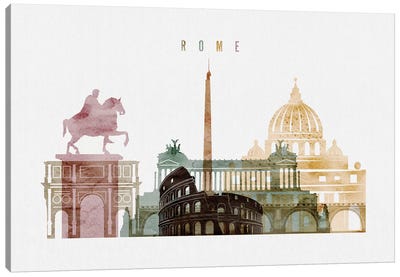 Rome Watercolor I Canvas Art Print - ArtPrintsVicky