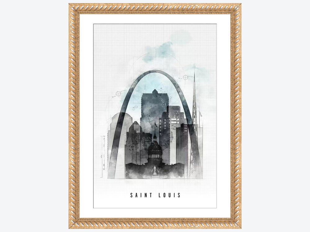 St Louis Arch Wall Decor Watercolor Painting Skyline Print 