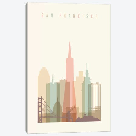 San Francisco Pastels in Cream Canvas Print #APV95} by ArtPrintsVicky Canvas Art
