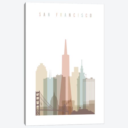 San Francisco Pastels in White Canvas Print #APV96} by ArtPrintsVicky Canvas Artwork