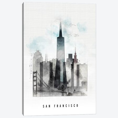 San Francisco Urban Canvas Print #APV97} by ArtPrintsVicky Canvas Wall Art