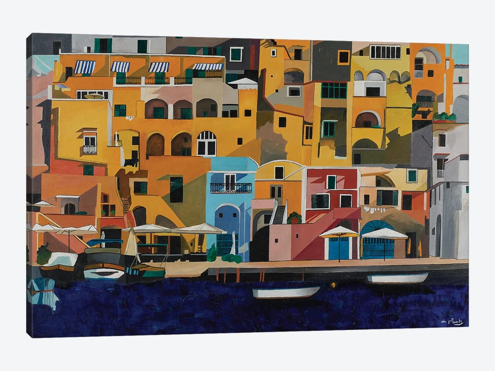 Procida And The Boats by Anne du Planty 1-piece Canvas Art