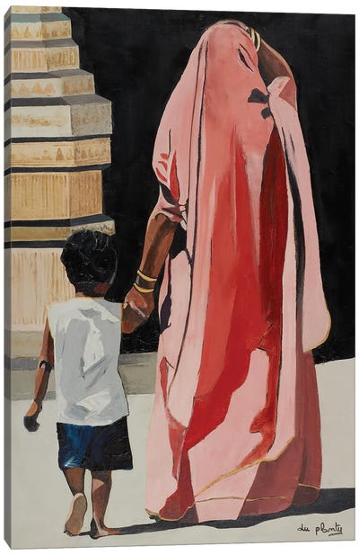 Woman And Child, India Canvas Art Print - Anne du Planty