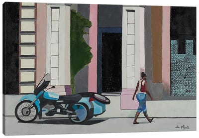 Havana Motorcycle Canvas Art Print - Cuba Art