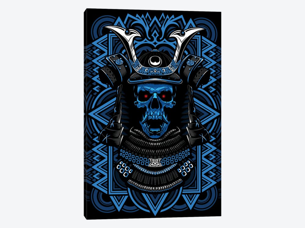 Samurai Blue Skull by Alberto Perez 1-piece Canvas Print