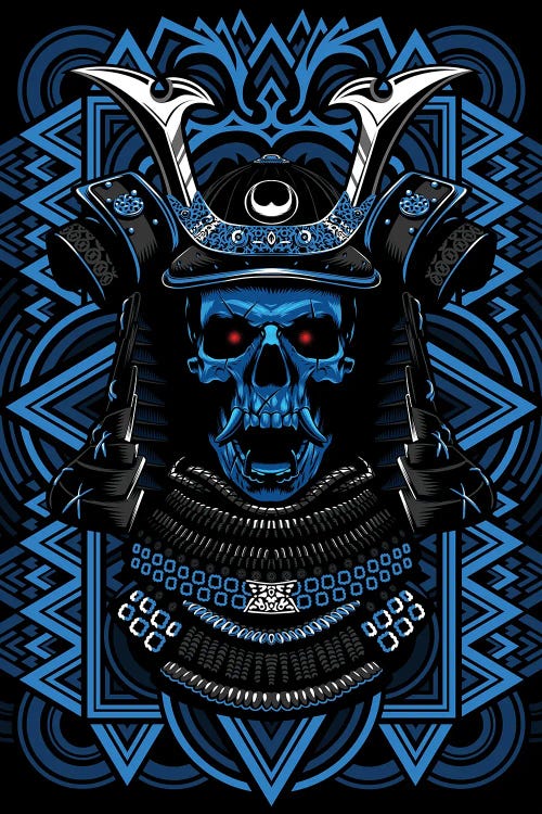 Samurai Blue Skull by Alberto Perez wall art