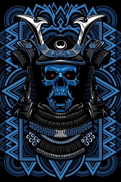Alberto Perez: Samurai Blue Skull by Alberto Perez