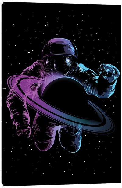 Astronaut Saturn Canvas Art Print - Alberto Perez