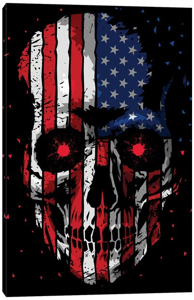 American Skull Canvas Art Print - American Flag Art