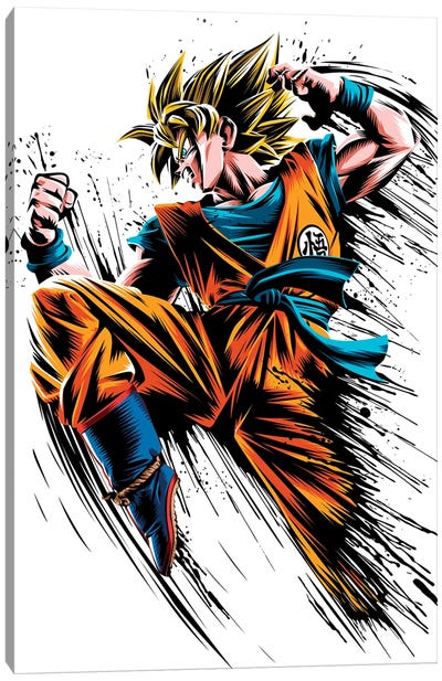 Ink Attack Canvas Art Print - Goku