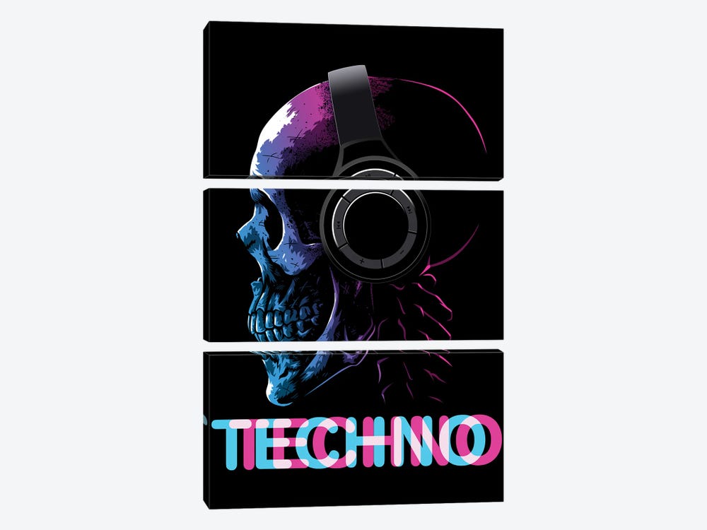 Techno Skull by Alberto Perez 3-piece Canvas Art Print