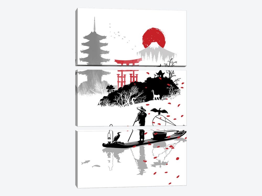 fisherman in japan by Alberto Perez 3-piece Art Print