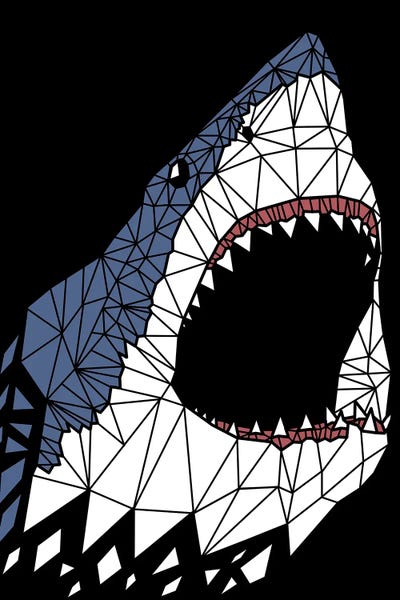 Geometric Great Shark by Alberto Perez framed wall art