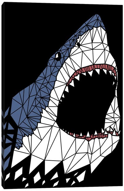 Geometric Great Shark Canvas Art Print - Shark Art