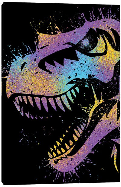 Rex Colorful Canvas Art Print - Tyrannosaurus Rex Art