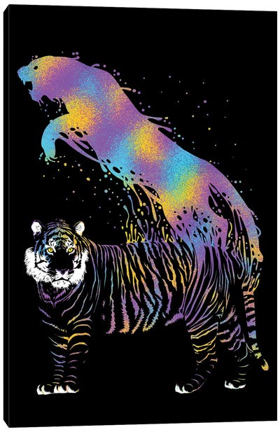 Tiger Ink Colorful Canvas Art Print - Alberto Perez