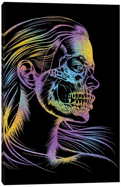 Skull Girl Colorful Canvas Art Print - Alberto Perez