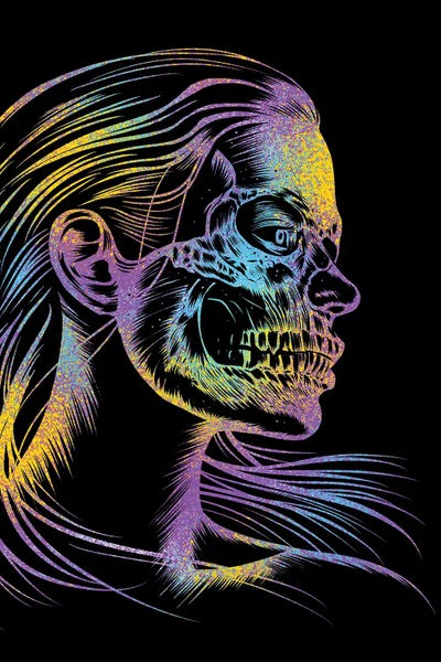 Alberto Perez: Skull Girl Colorful by Alberto Perez