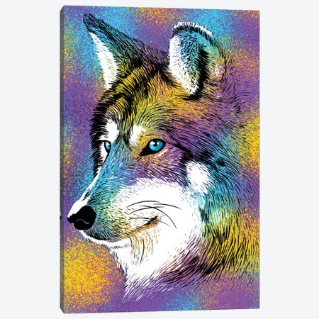 Sketch Wolf Colorful Canvas Print #APZ179} by Alberto Perez Canvas Art Print